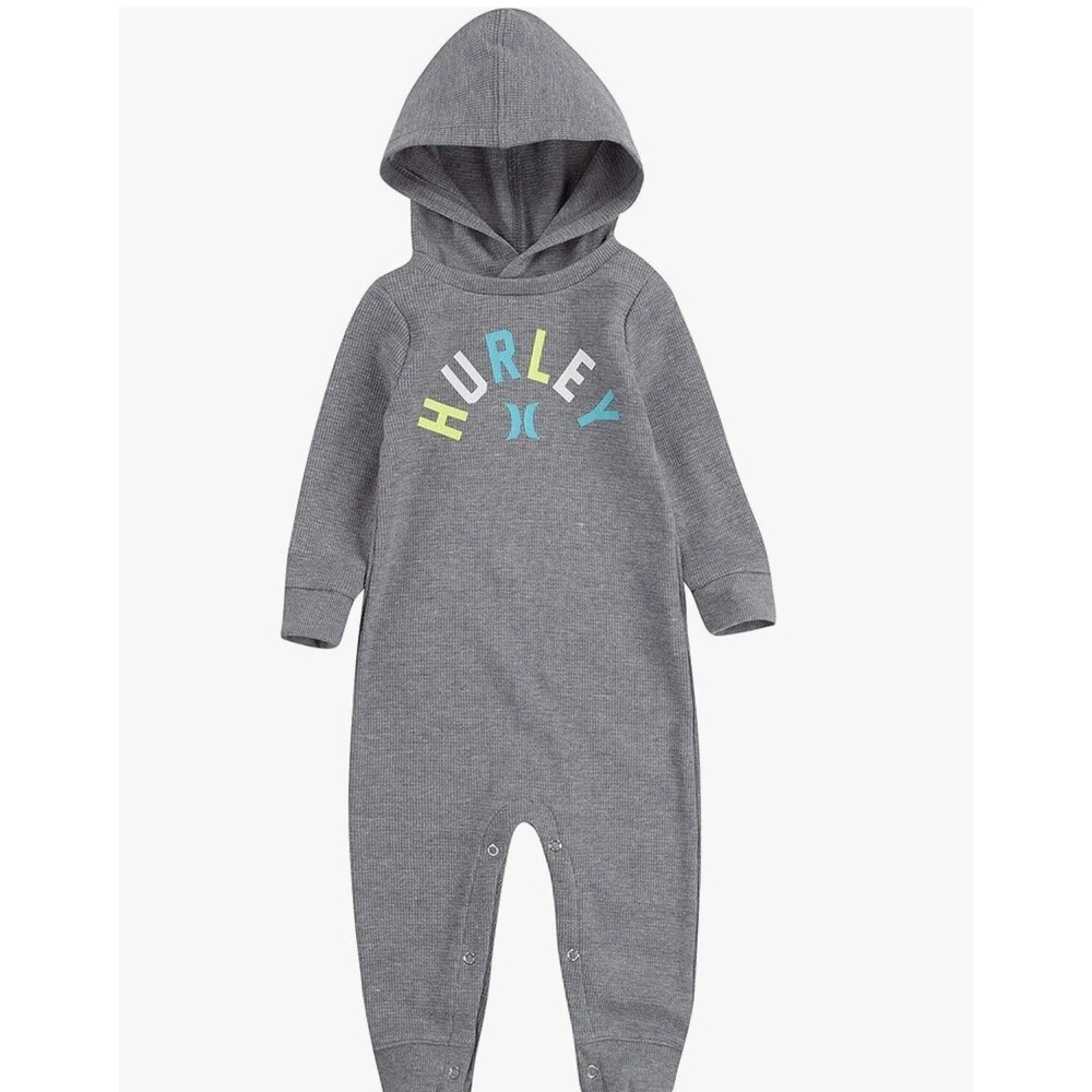 Hurley Baby Boy Hooded Coverall Long Sleeve Size 6 Months Spring Summer 1 Piece